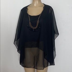 3x$30 Yummy Plus Size 2X 3X 5X Black Blouse Necklace